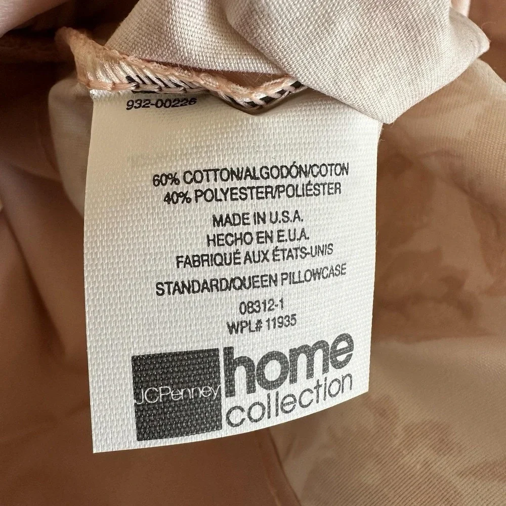 VTG‎ New Set 2 Standard Pillowcases Pale Pink Leaf Print JC Penney Cotton Blend